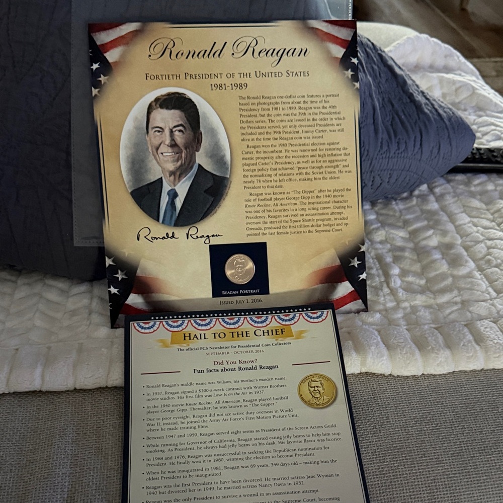 Ronald Reagan Commemorative Plaque And Coin